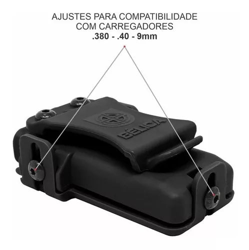 Porta Carregador Bélica Velado Universal Preto – Ajustável | HB Militar
